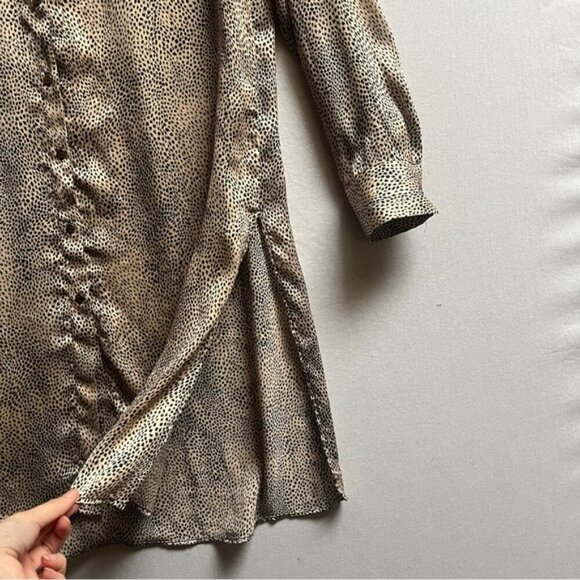 Zara Leopard Print Button Down Tunic Blouse Sz M - Picture 7 of 11